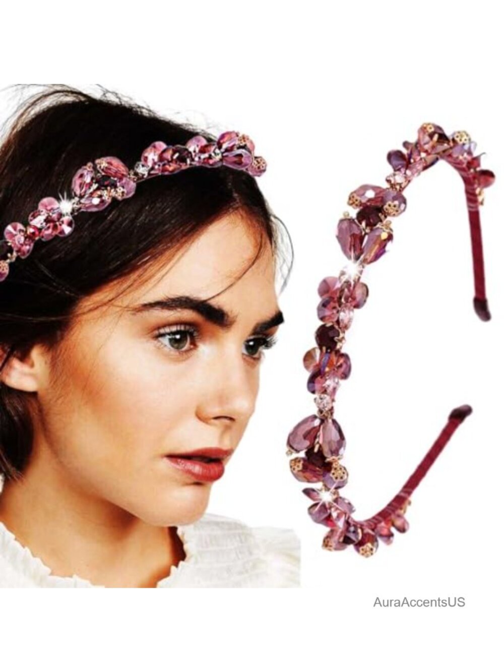 Rhinestone Crystal Beaded Headband Bling Hair Accessory for Women Wedding Party